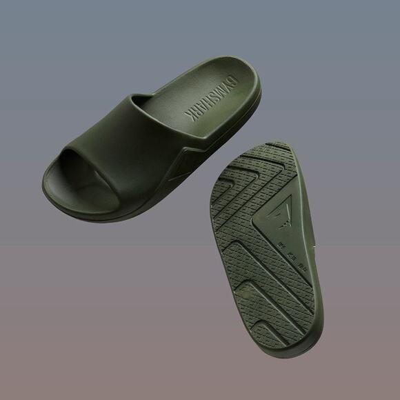 Gymshark Unisex Rest Day Slice Sandals Core Olive Mens Size 13 Womens Size 14 - Picture 4 of 8